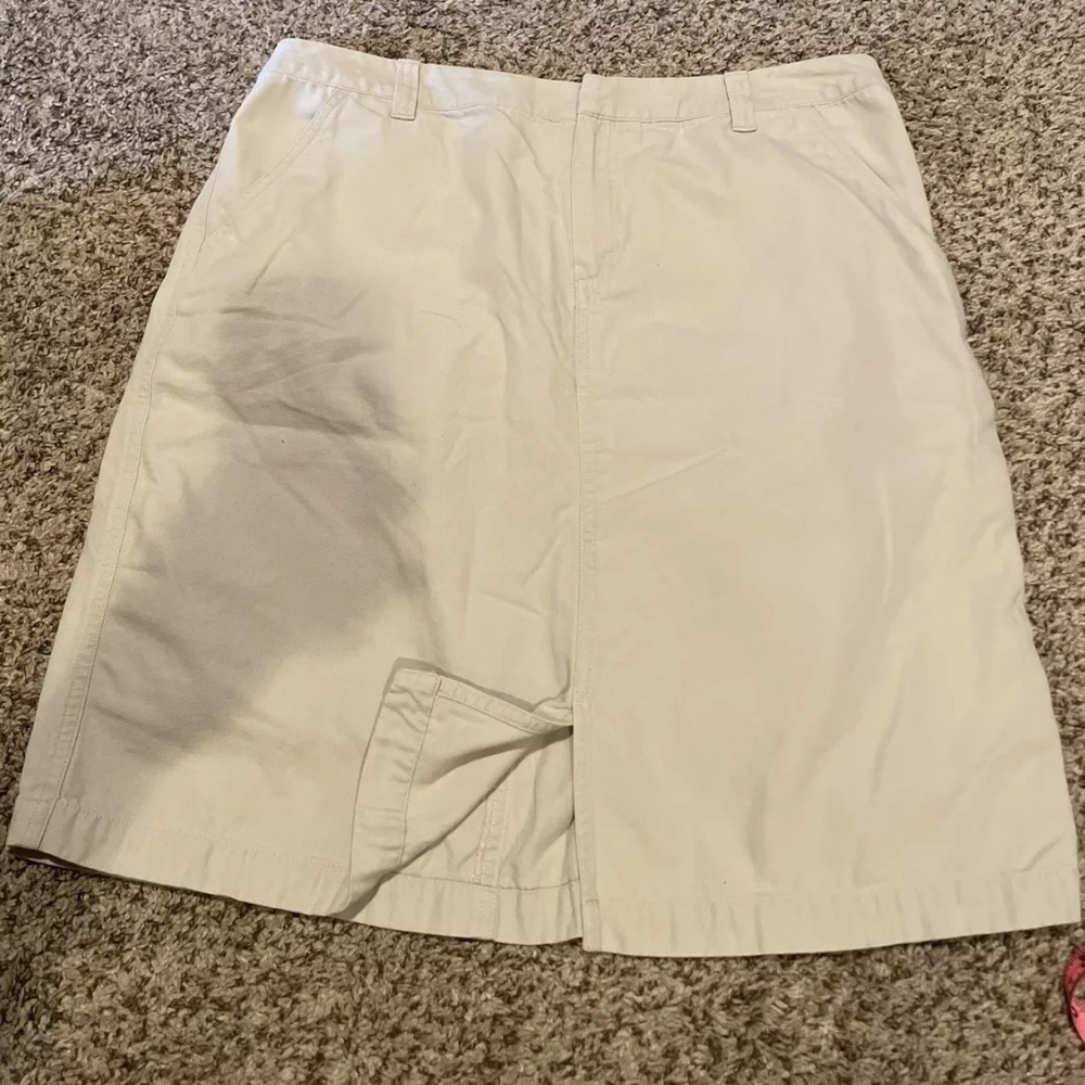 Eddie Bauer Sz 14 Tan Cotton Cargo Skirt GUC B5